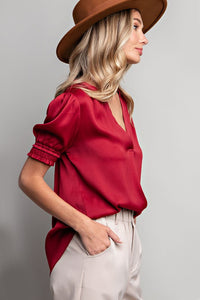 BLUSA VINO MANGAS PUFF