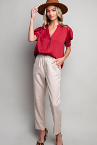 BLUSA VINO MANGAS PUFF