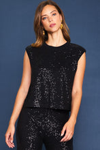Cargar imagen en el visor de la galería, BLUSA NEGRA DE LENTEJUELA
