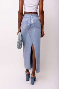 FALDA DENIM METÁLICA