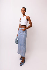FALDA DENIM METÁLICA