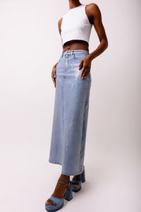 FALDA DENIM METÁLICA
