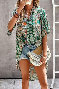 BLUSA PRINT VERDE HIGH LOW