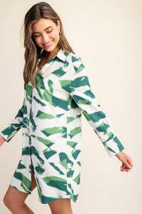 VESTIDO CAMISERO BLANCO CON VERDE