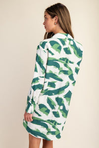 VESTIDO CAMISERO BLANCO CON VERDE