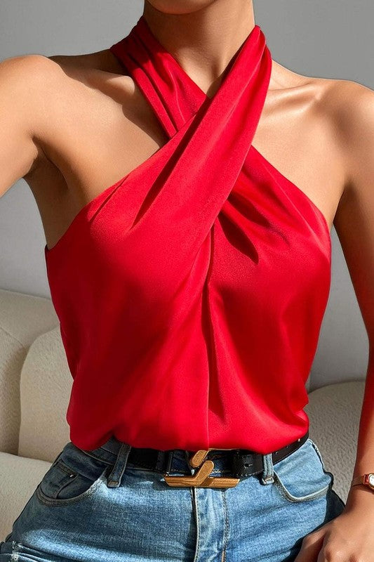 BLUSA ROJA HALTER