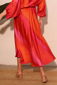 SET TOP Y FALDA ROSADO CON NARANJA