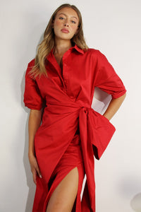 VESTIDO ROJO CON LAZO