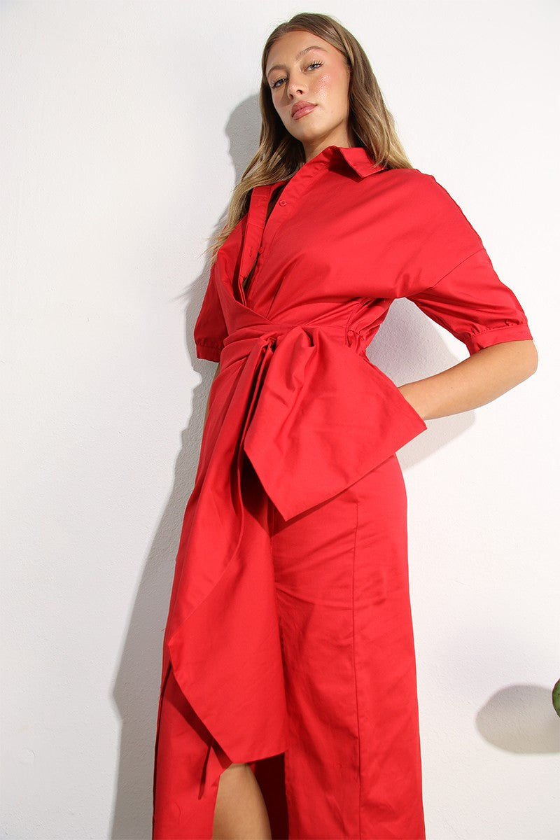 VESTIDO ROJO CON LAZO