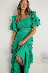 SET VERDE TOP Y FALDA