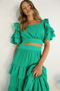 SET VERDE TOP Y FALDA