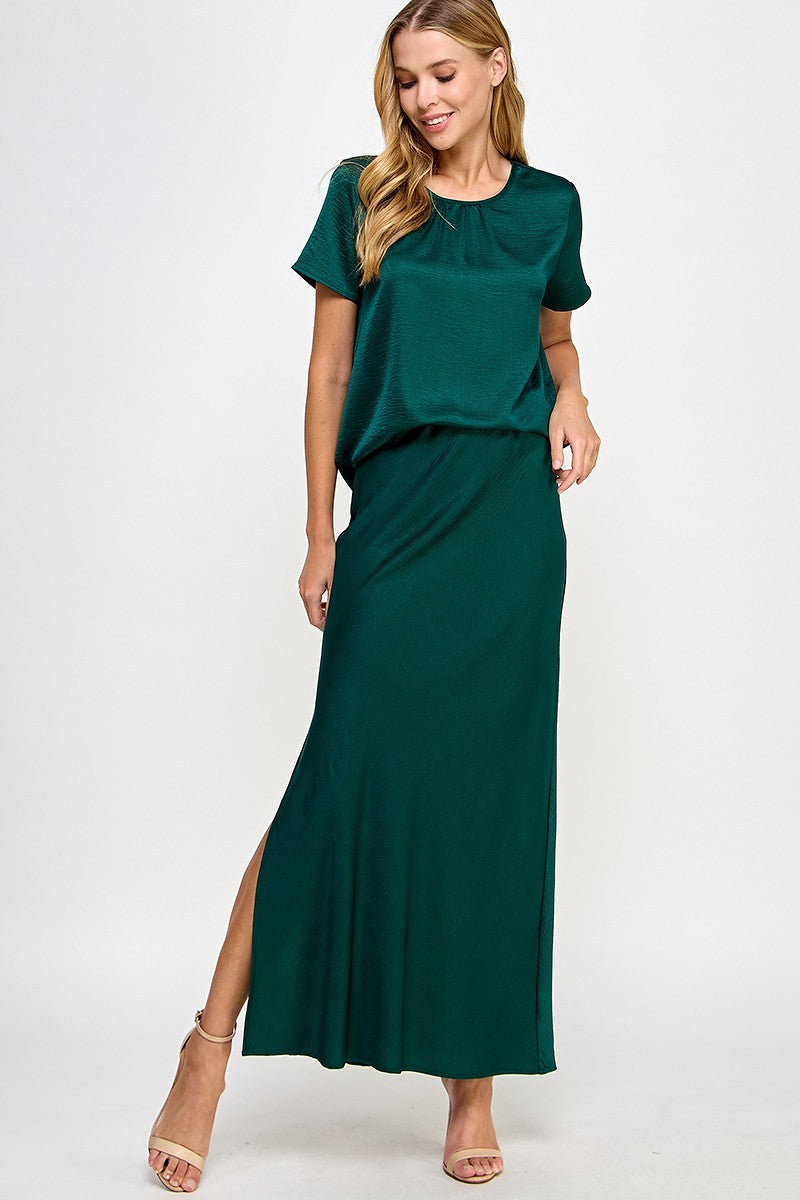 SET VERDE BLUSA Y FALDA LARGA