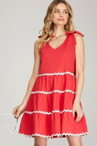 VESTIDO ROJO CUELLO V