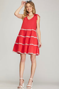 VESTIDO ROJO CUELLO V