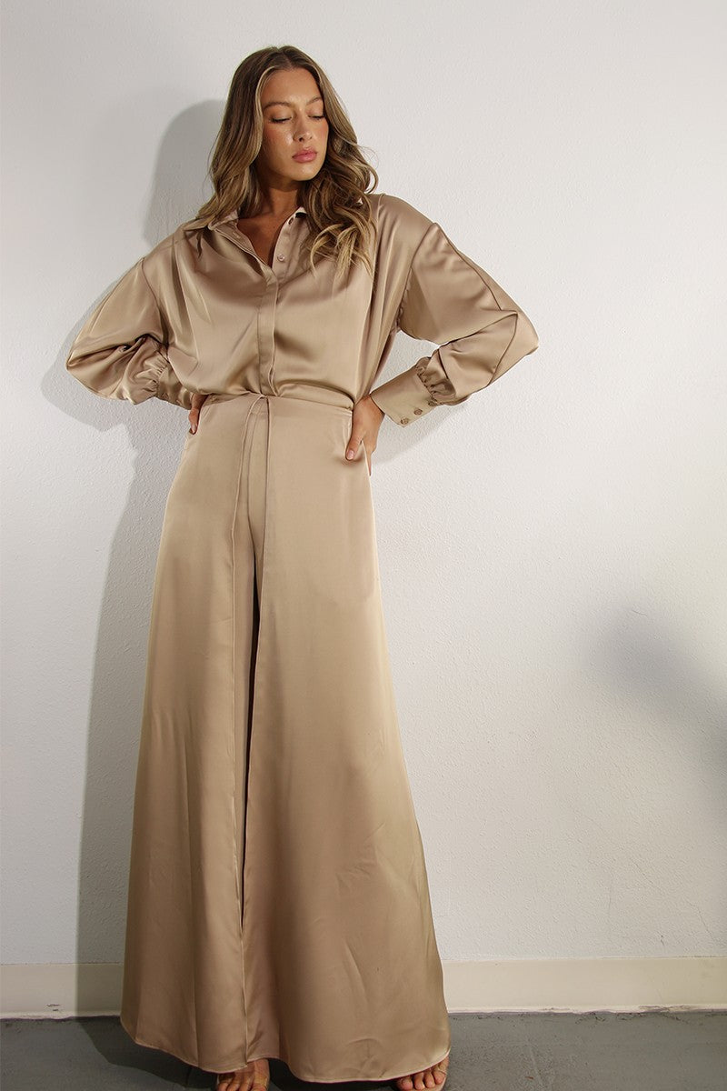 SET DORADO BLUSA Y PANTALON
