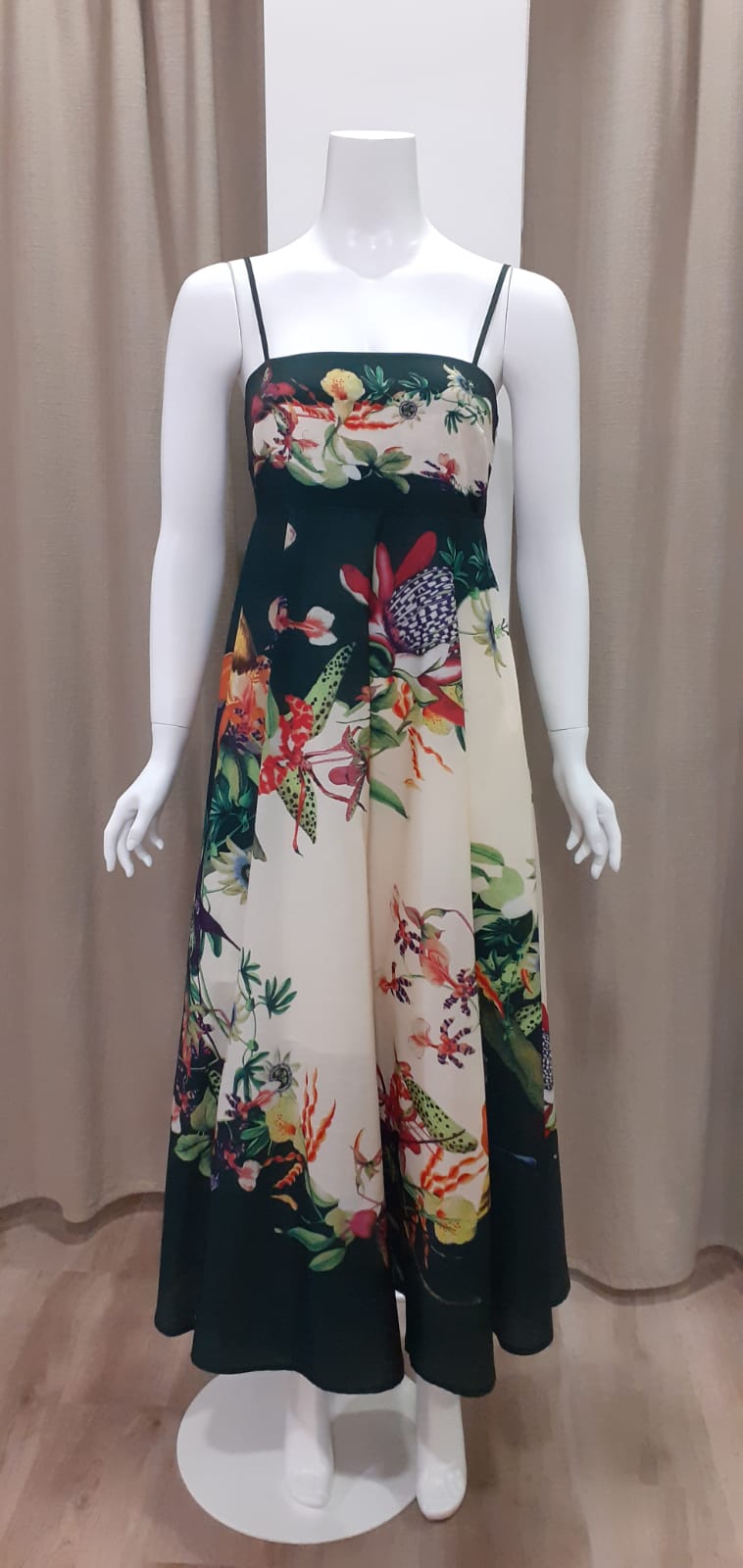 VESTIDO RITA VERDE CON CREMA