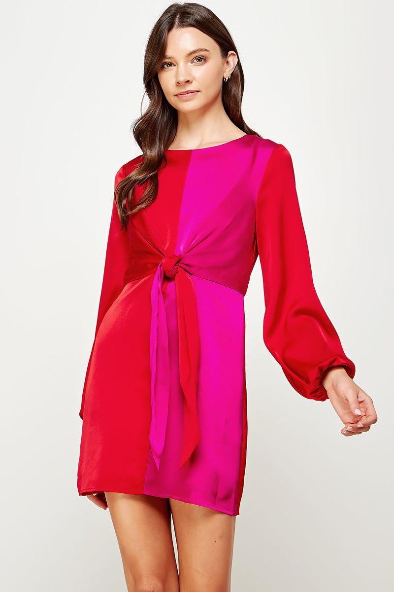 Vestido rojo con fucsia online
