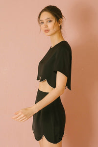 CONJUNTO TOP Y FALDA NEGRO