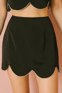 CONJUNTO TOP Y FALDA NEGRO