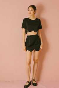 CONJUNTO TOP Y FALDA NEGRO