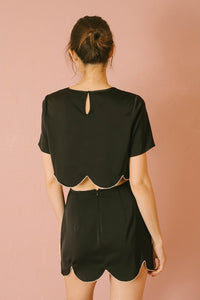 CONJUNTO TOP Y FALDA NEGRO