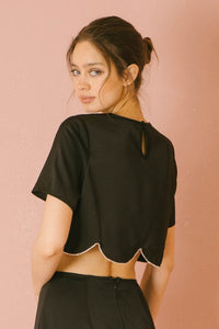 CONJUNTO TOP Y FALDA NEGRO