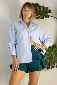 CAMISA CELESTE ESPALDA ABIERTA