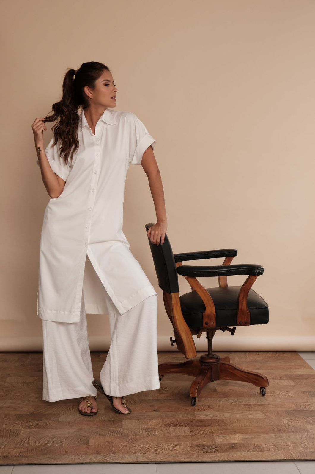 BLUSA LARGA MASSIMO BLANCA NATURAL